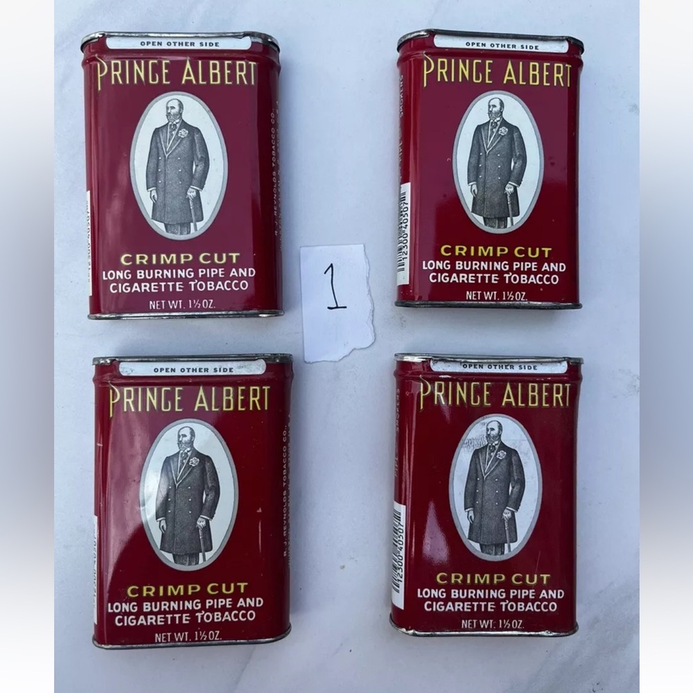 Vintage Lot of 4 Empty Prince Albert Cans - Collectible Tin Containers 1